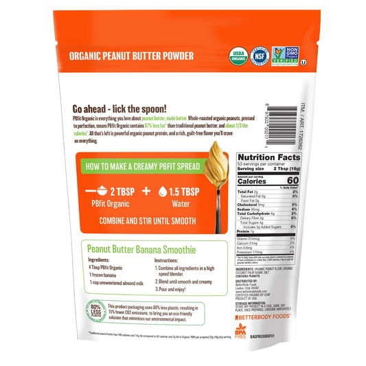 PBfit Organic Peanut Butter Powder, 30 oz.