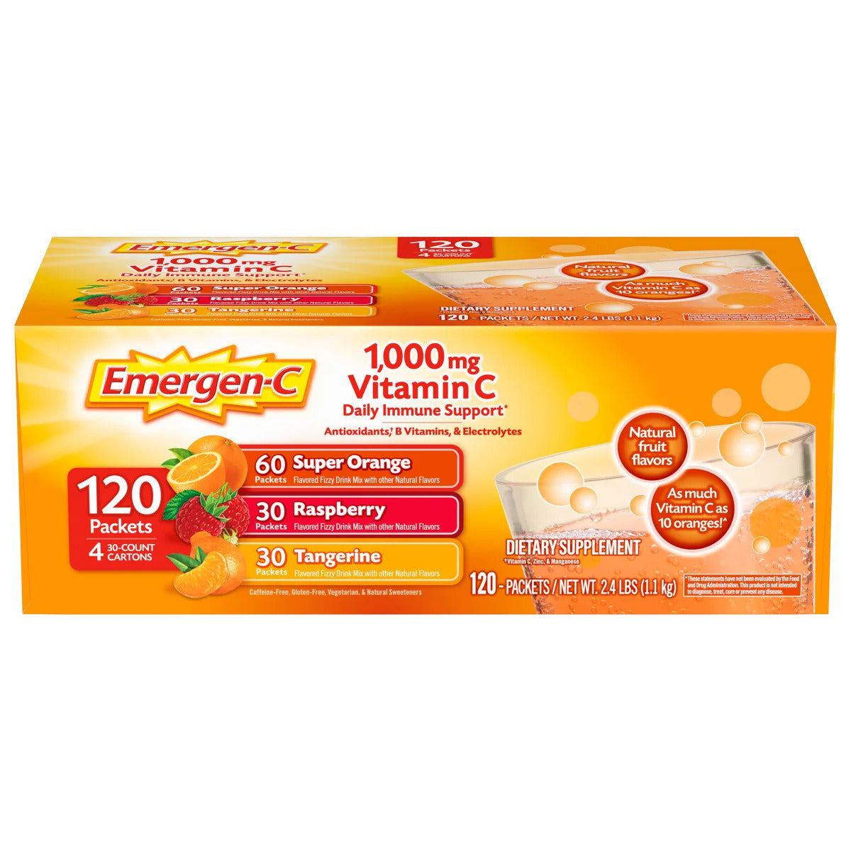 Emergen-C Vitamin C 1000 mg Daily Immune, 120 Packets